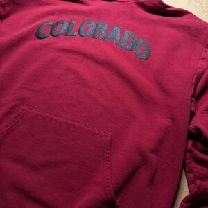 Vintage Jerzees Men's Burgundy and Red Hoodie